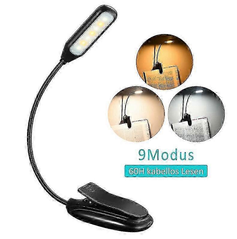 2 Pcs Rechargeable Book Light Clip 3 Brightness 3 Color Temp