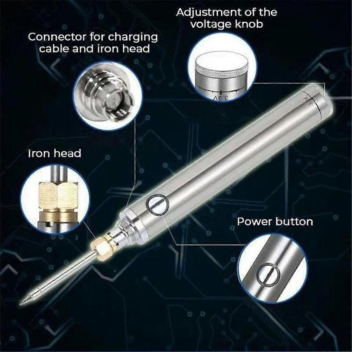 Wireless Charging Welding Tool,With Three Soldering Iron Tips,Silver