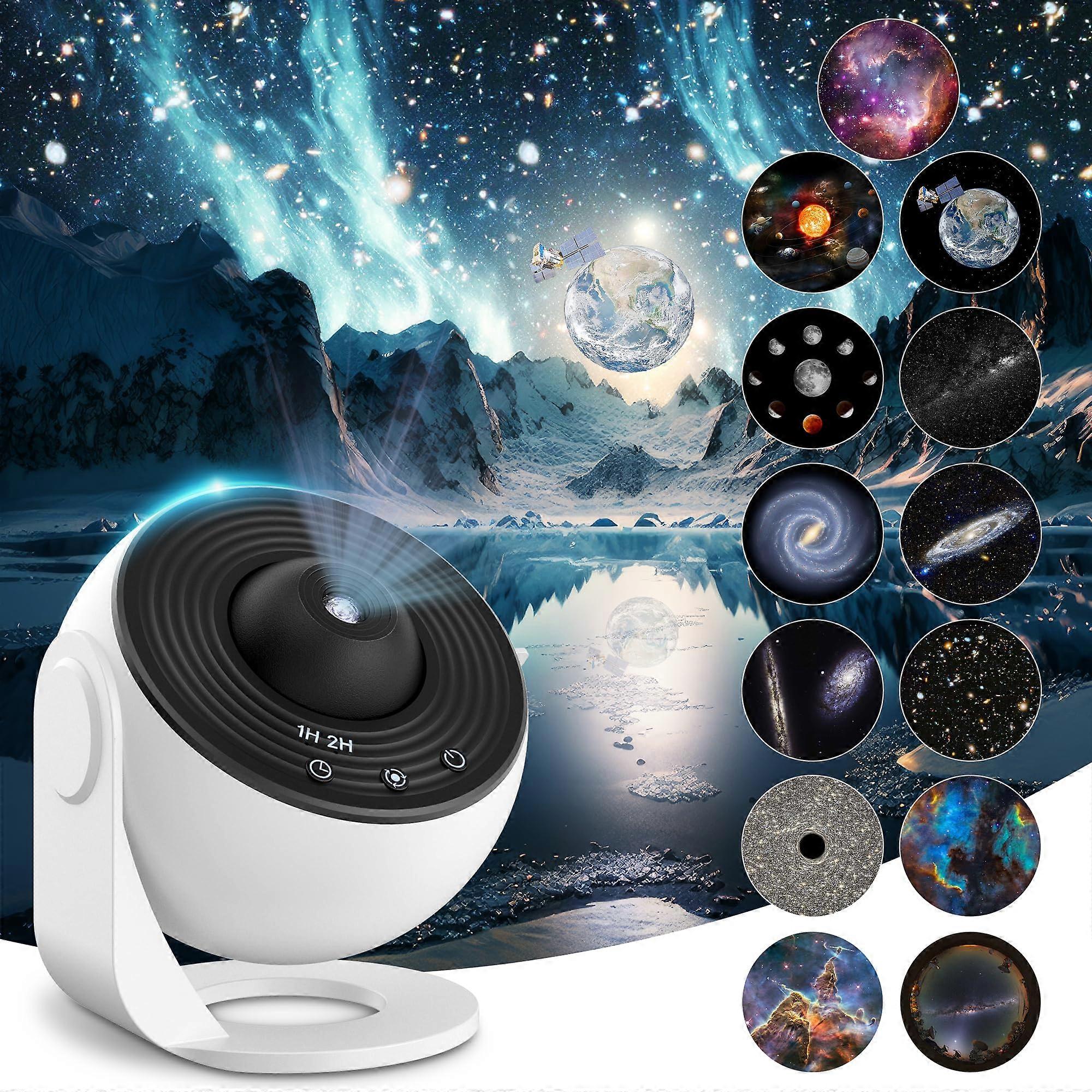 Planetarium Projector for Bedroom, 13-in-1 Star Projector Galaxy Light, Nebula Night Light with Timer, LED Space Decor for Kids - White