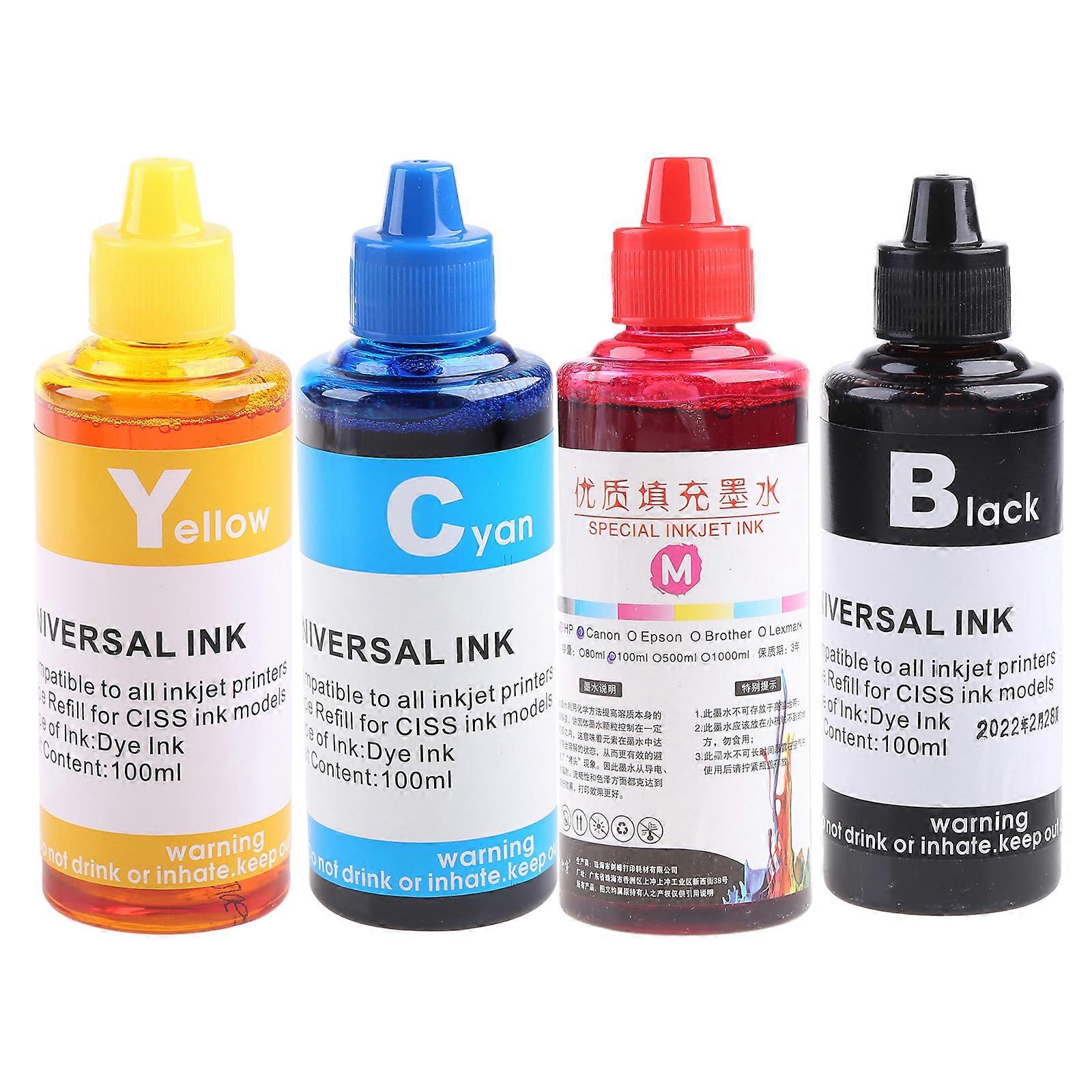 100ML إعادة تعبئة الحبر كيت لوازم طابعة صبغ عالمية لورق الطباعة المكتبي الأسود