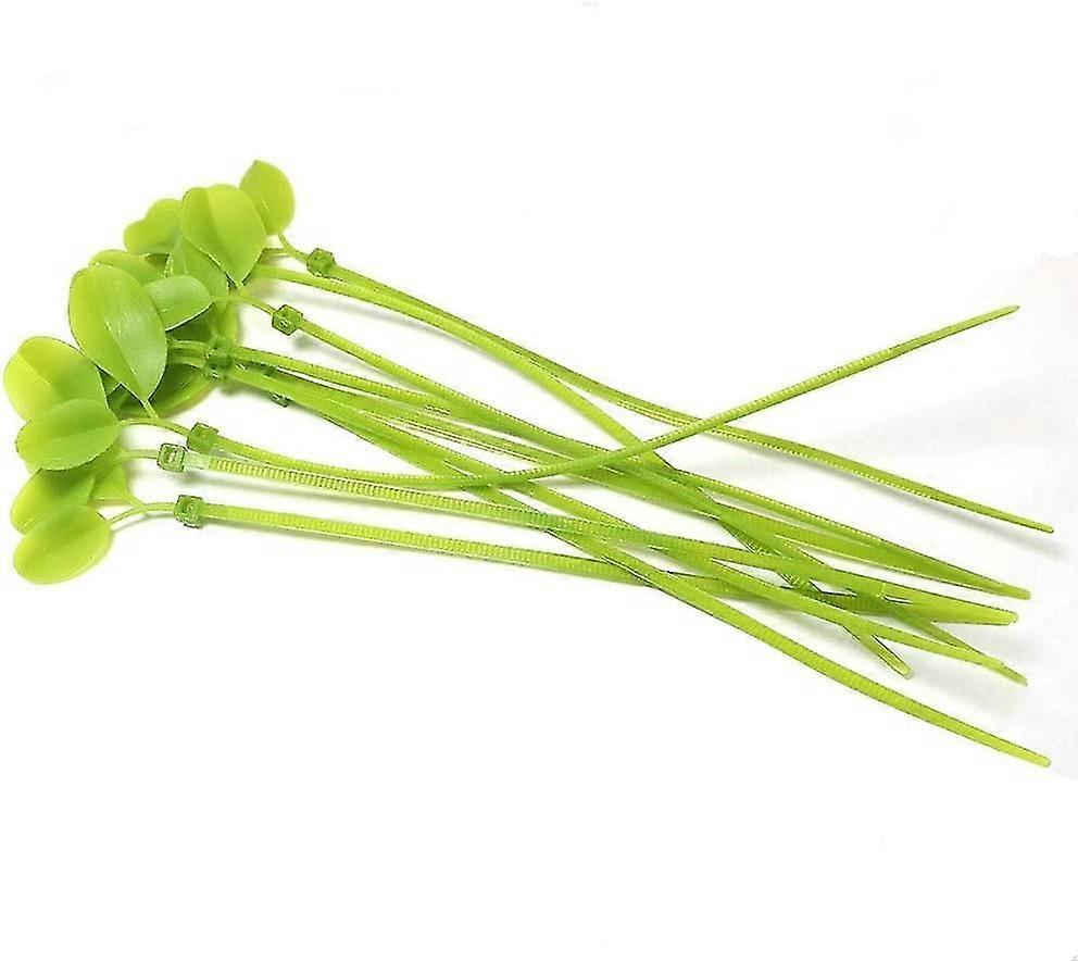 100pcs Simulación Leaf Ties Auto-locking Nylon Ties Green Fixed Ties Plastic Wrap Ties (santanxing)