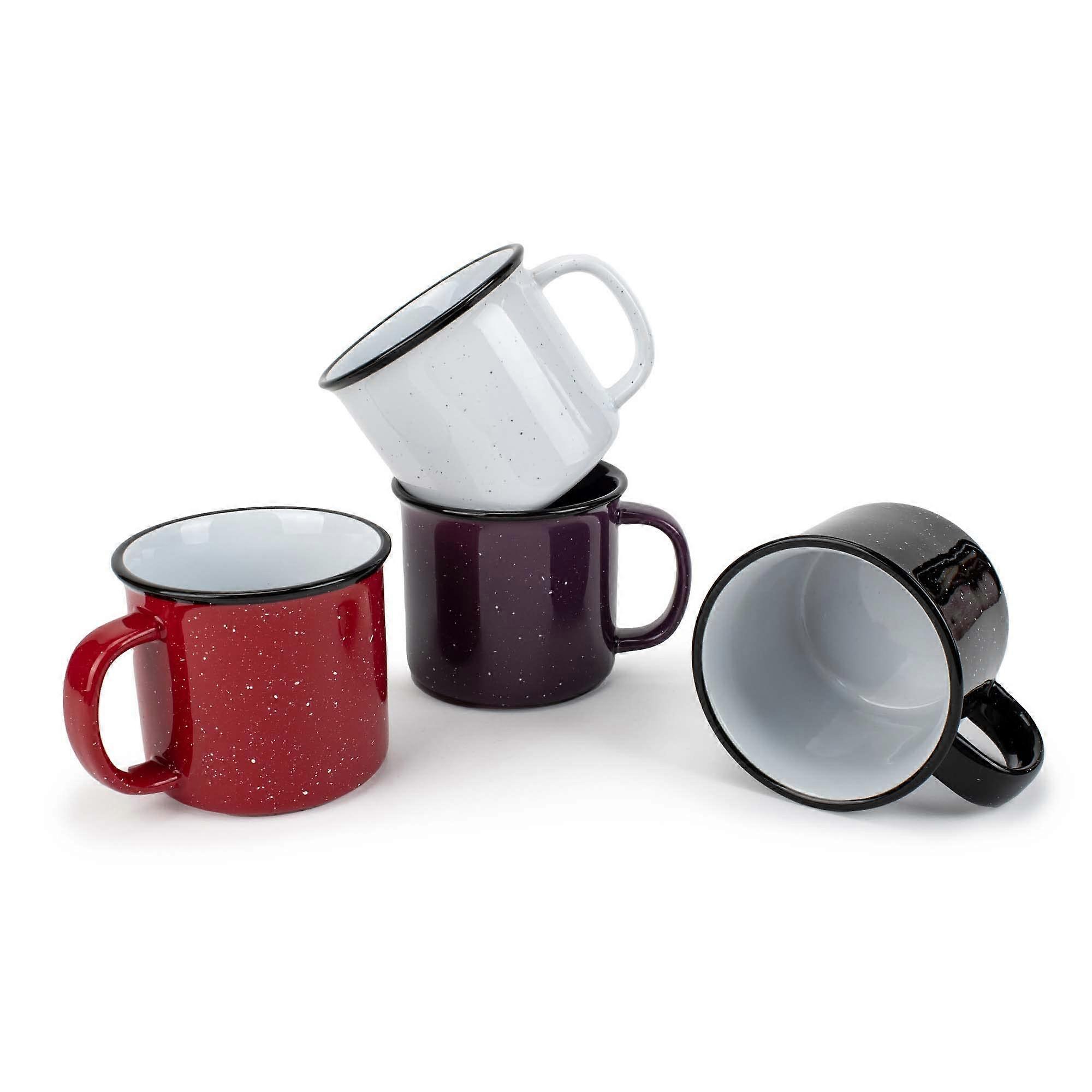 4 Set Speckled Camper Colorful Coffee Ceramic Mugs 13 Ounce