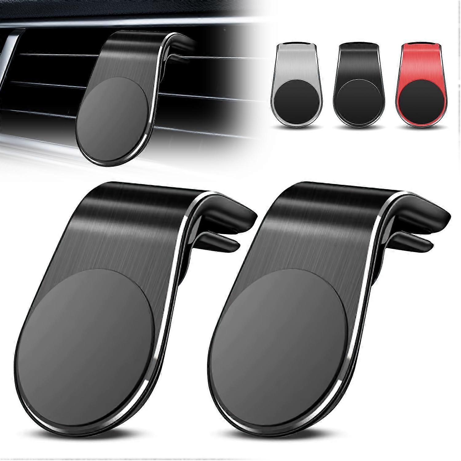 2PCS Magnetic Phone Navigation Bracket for Car, L Shape 360° Rotatable Phone Mount, Universal Holder for Smartphones (Black)