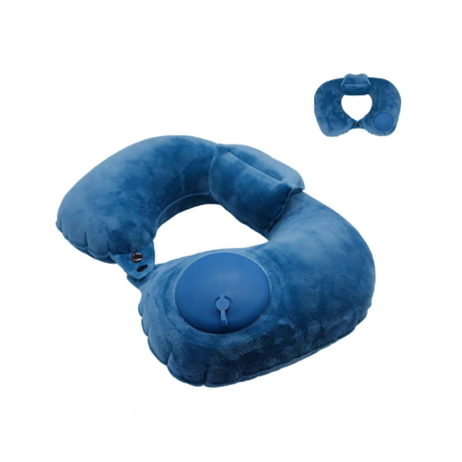 Soft Velvet Inflatable Neck Pillow for Traveling on Train
