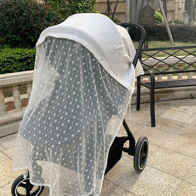 Stroller Mosquito Net Multifunctional Cotton Breathable Soft Cartoon Pattern Cute Stroller Sunshade