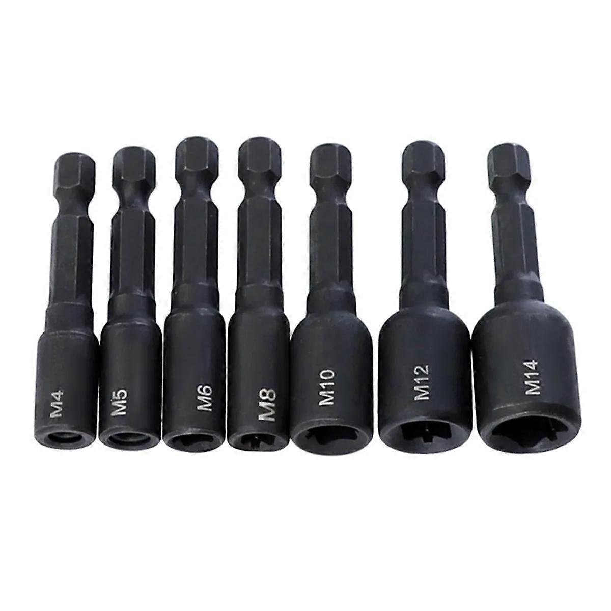 Tap Socket Adapter Professional Square Screwdriver 1/4 Inch Hex Shank - M14 Tapping Chuck Electric Drill 7pcs