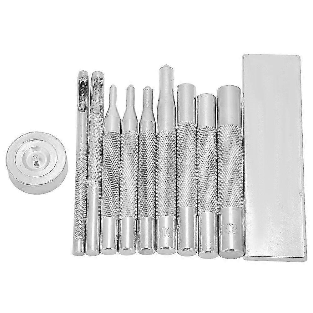 11Pcs DIY Hand Fixing Punch Hole Snap Button Kit Leather Craft Tool with Base