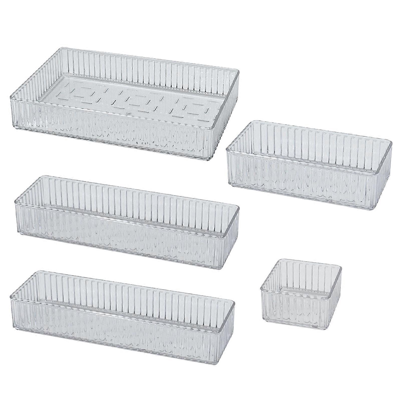 5/10pcs Clear Organizer Trays Stackable Bathroom Drawer Organizer
