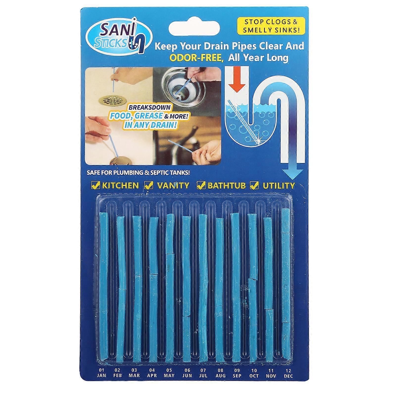 12Pcs/Pack αφαιρέστε τα ραβδιά λεκέδων διατηρεί τους σωλήνες αποχετεύσεων σαφή εργαλεία καθαρισμού μπανιέρας