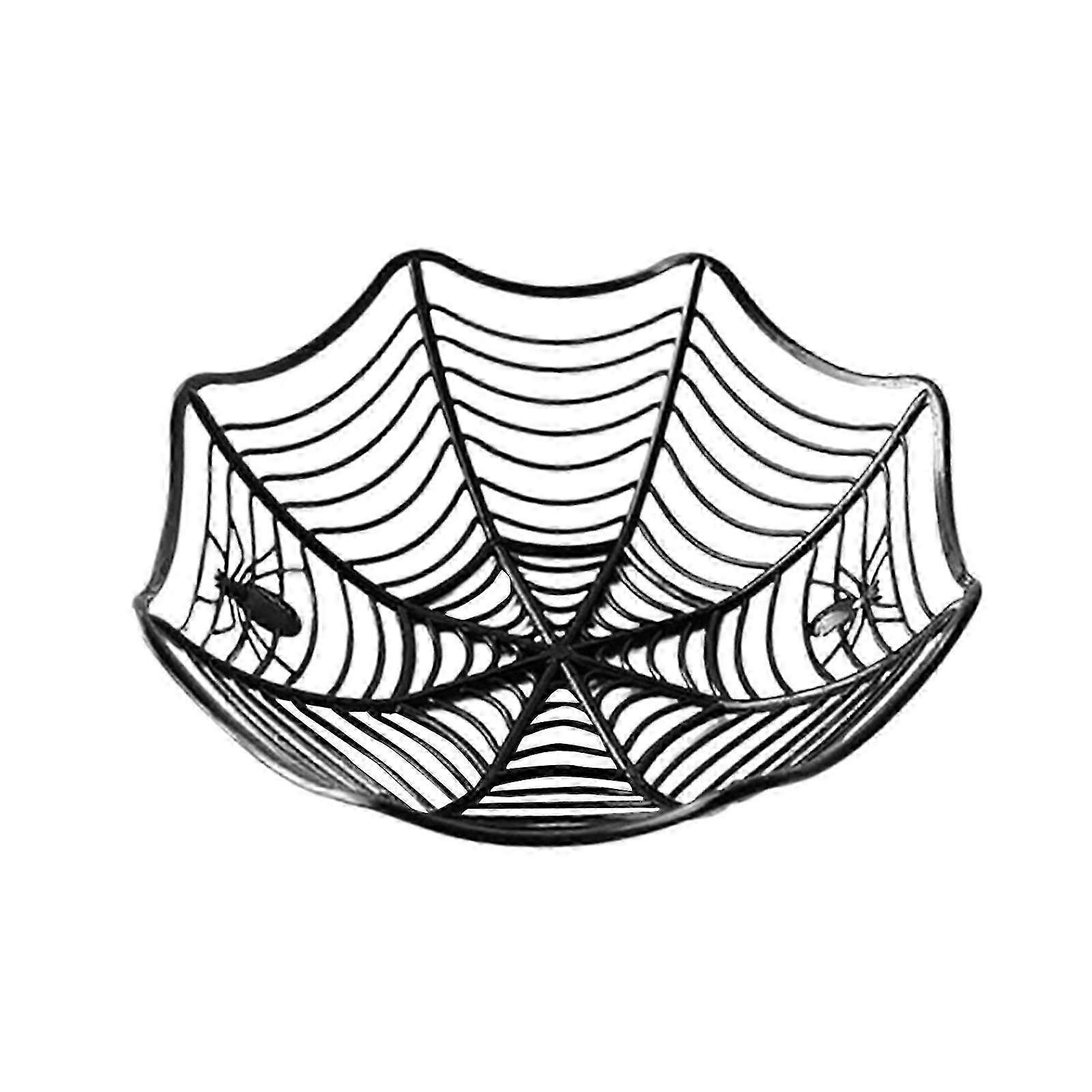 Halloween Spider Web Serving Basket Tray, Modern Desktop Decor for Bedroom Shelf Indoor Display with Spiderweb Design Plate