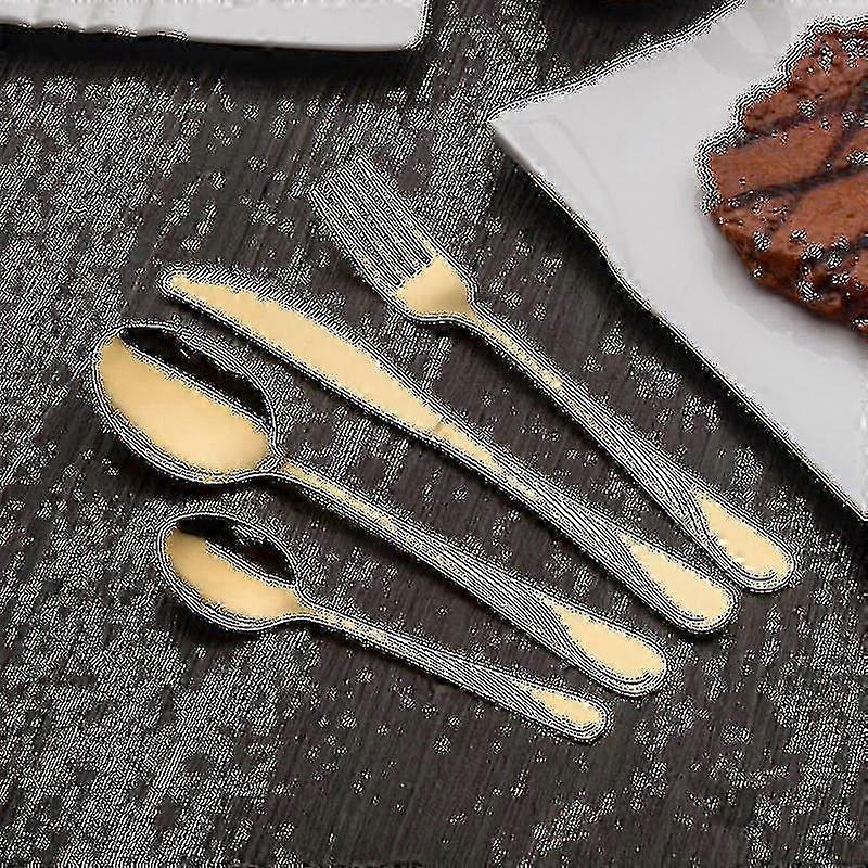 24pcs ensemble de couverts plaqués or - acier inoxydable couteau de table fourchette cuillère