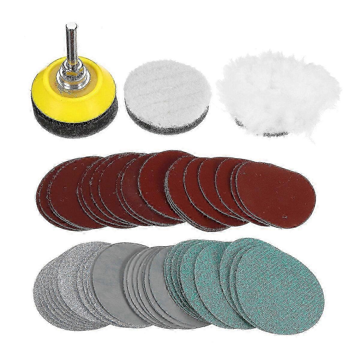 Conjunto de Discos de Lixa de 2 Polegadas - 55Pcs para Carpintaria e Limpeza de Superfícies