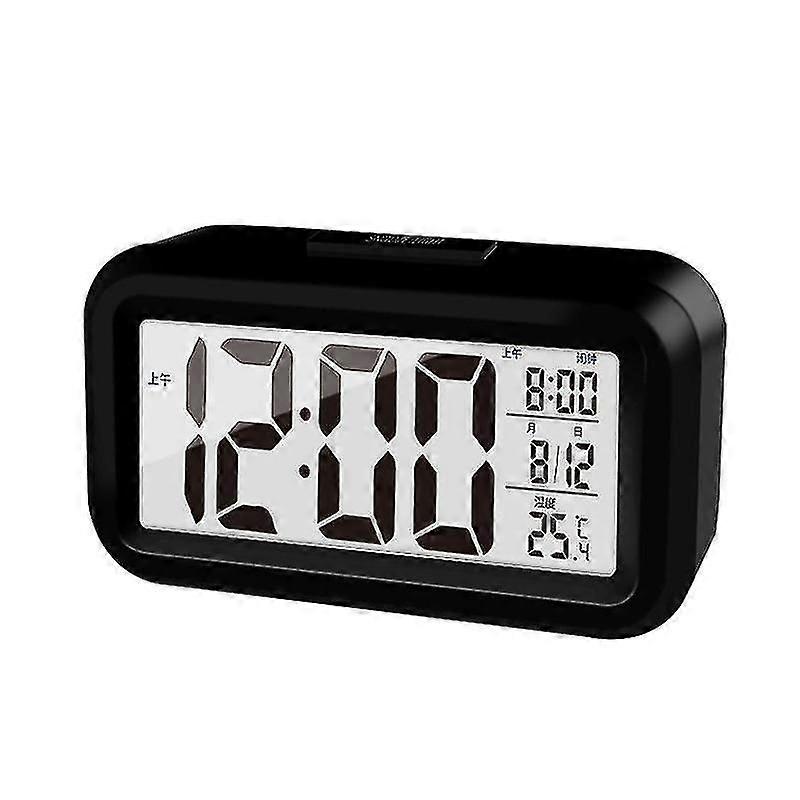 Smart Led Alarm Clock Creative Digital Screen Large Electronic Calendar White With Temperature Lighting