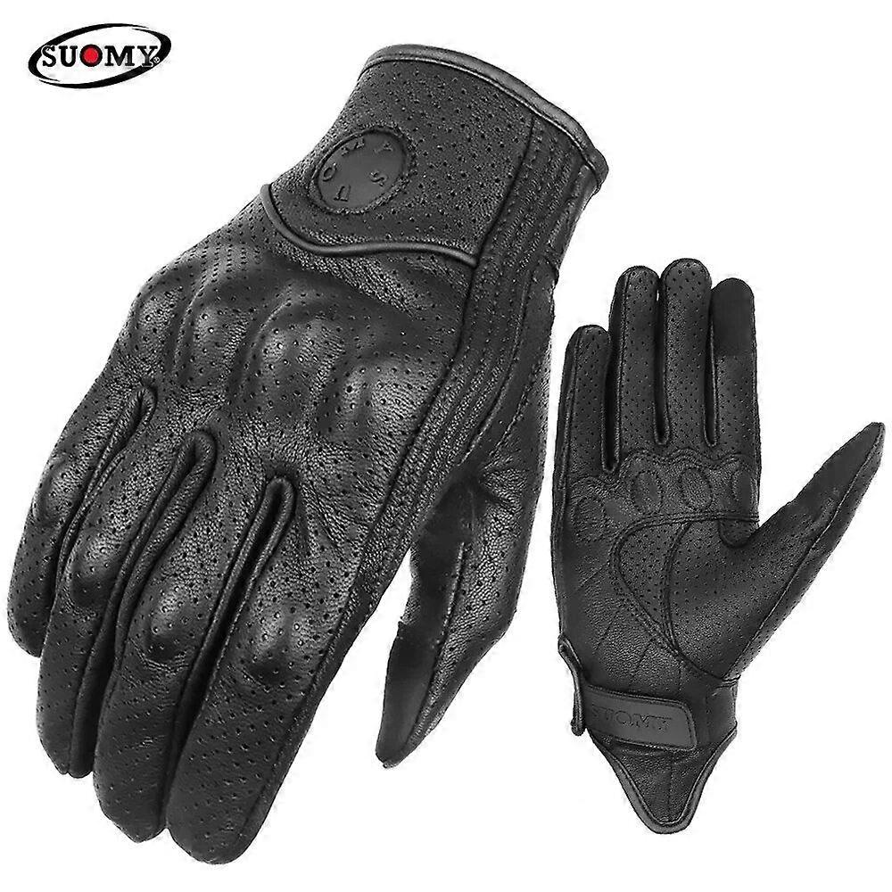 SUOMY Guanti Moto In Pelle Vintage Uomo Donna Moto Ciclismo Primavera Guanti Retro Moto Motorcross ATV Guanti Motore Marrone