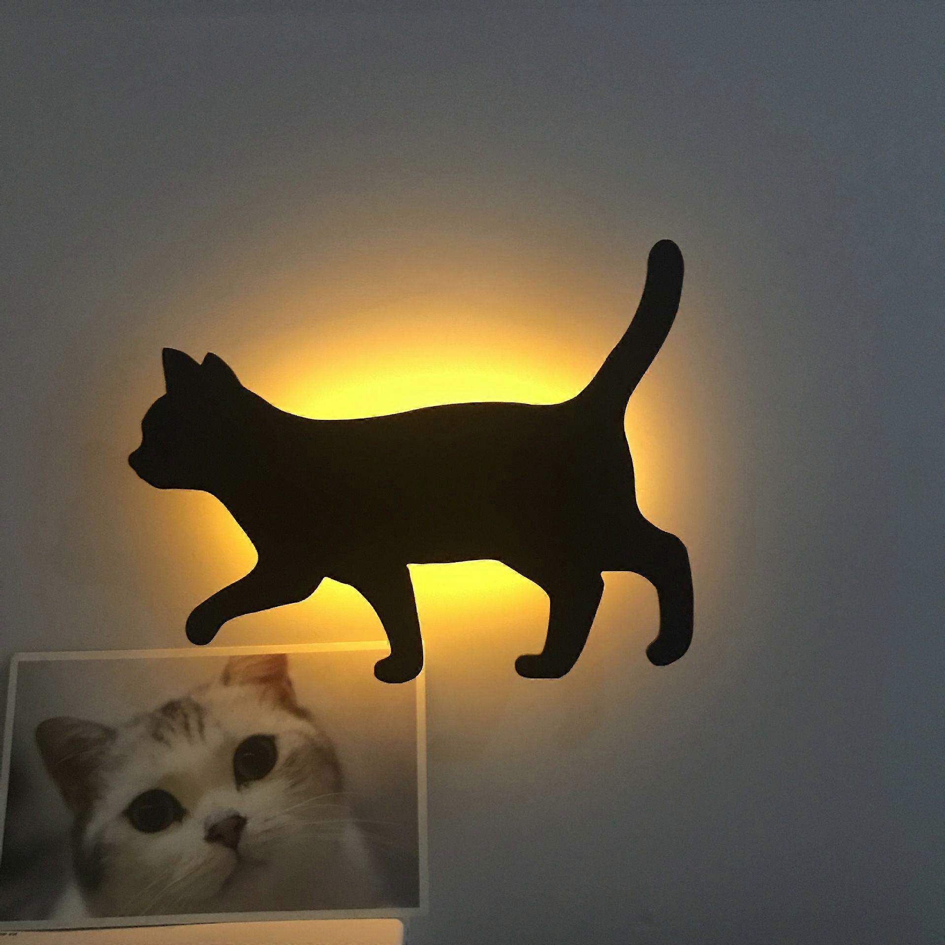 LED projection light, cat wall light, LED light controlled voice controlled night light, silhouette light