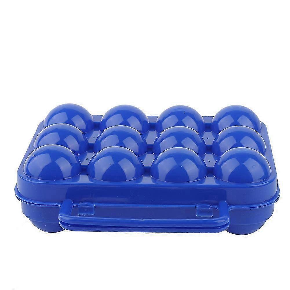 Double Side Plastic Egg Tray Storage Box Case Holder Container with Handle for 12 Eggs(blue) &My