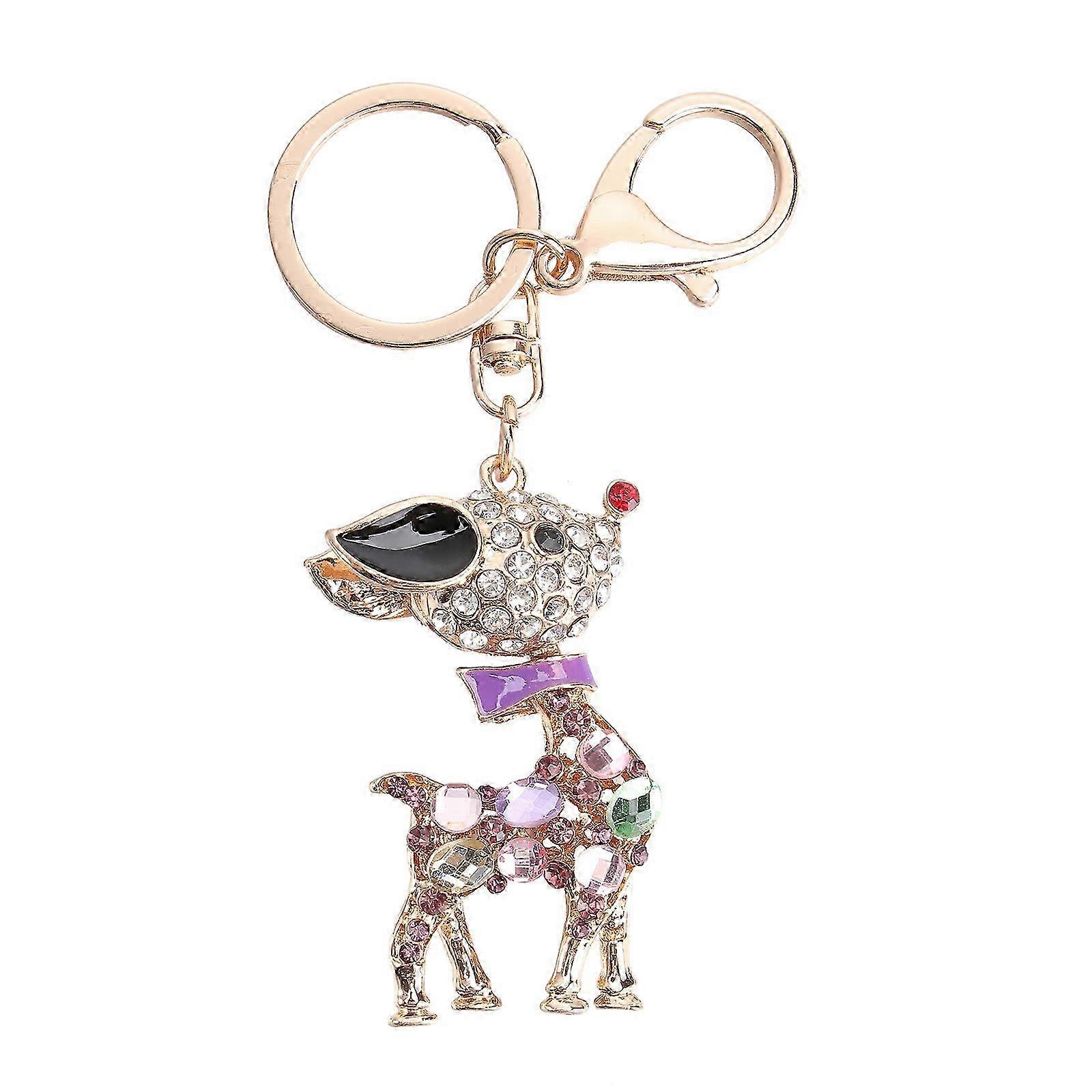 Cartoon Animal Rhinestone Keychain Pendant with Wallet Keyring Attachment
