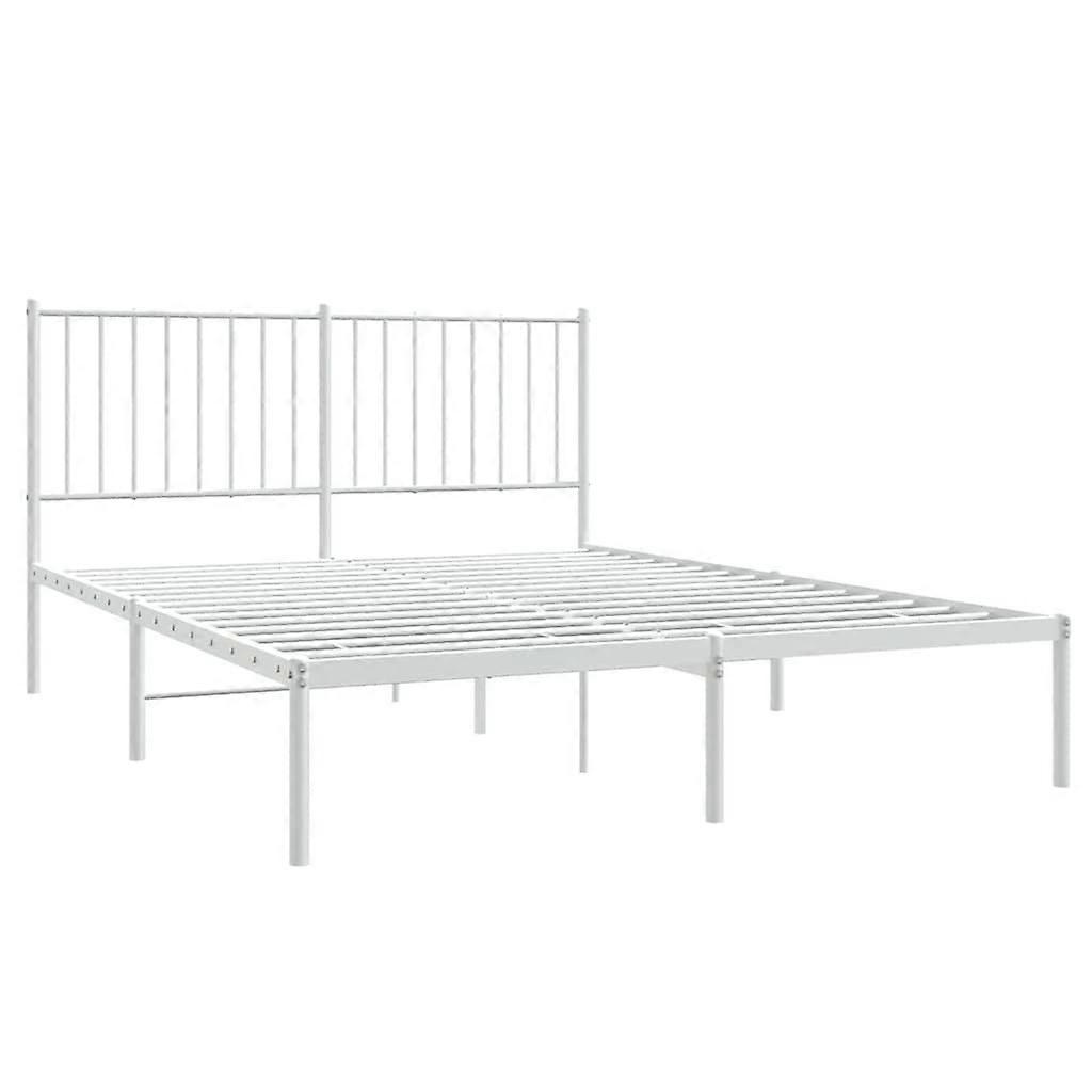 Metal Bed Frame With Headboard White 137X187 Cm Double Double Bed Frames