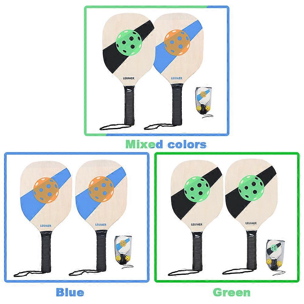 Pickleball Paddles Set of 2 Wood Paddles Rackets with Balls and Mesh Storage Bag for Beginners