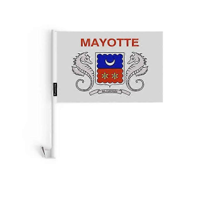 Mayotte Car Flag – 14 x 21 cm – Polyester Fabric – Window Attachment – 10 pieces