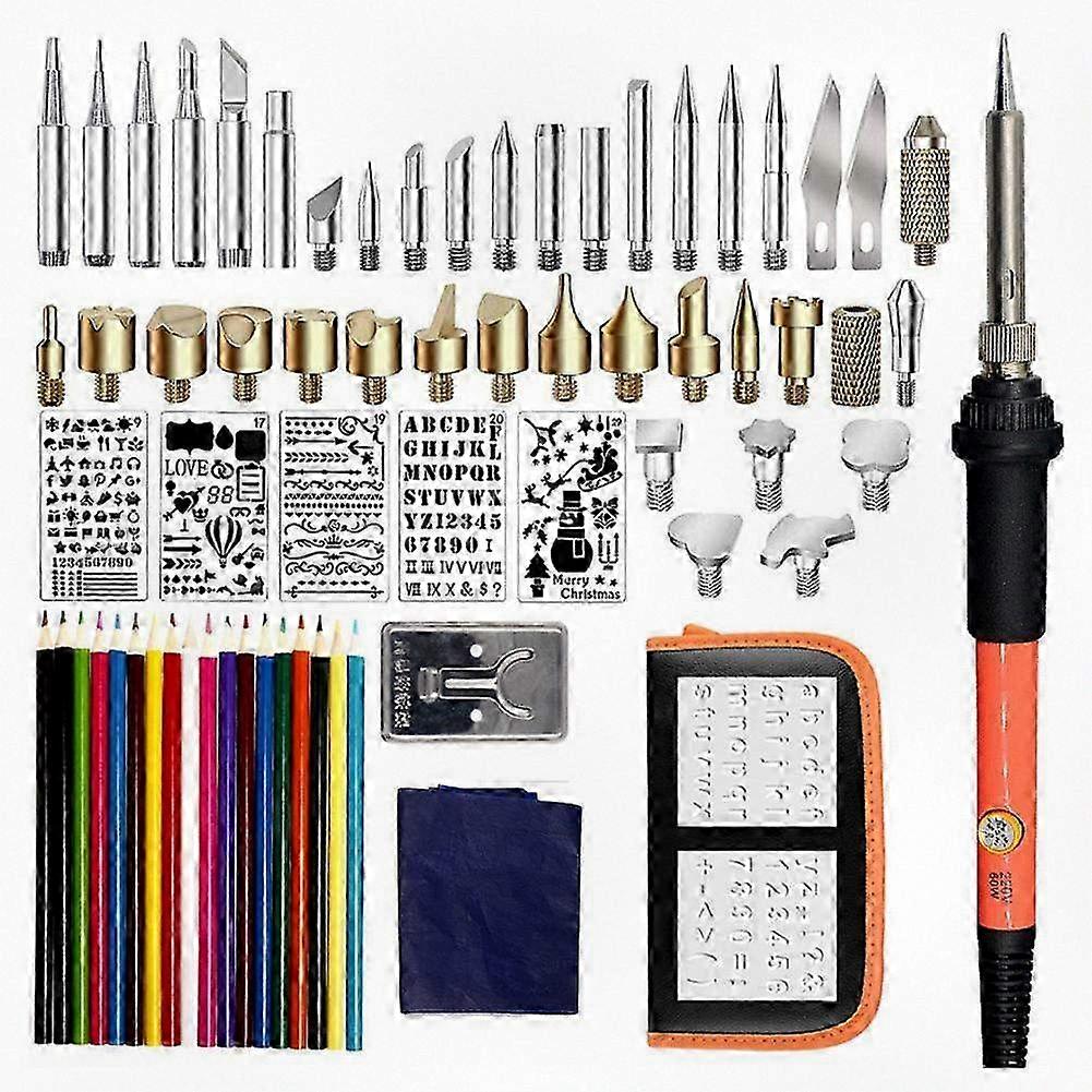 Electric Wood Burning Kit with Adjustable Temperature and Carving Tip, Soldering Iron Set for Woodcraft, EU Plug 220v