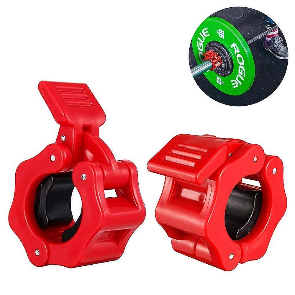 Barbell Bar Buckle|2Pcs Barbell Bar Quick Buckle-Red 3Cm