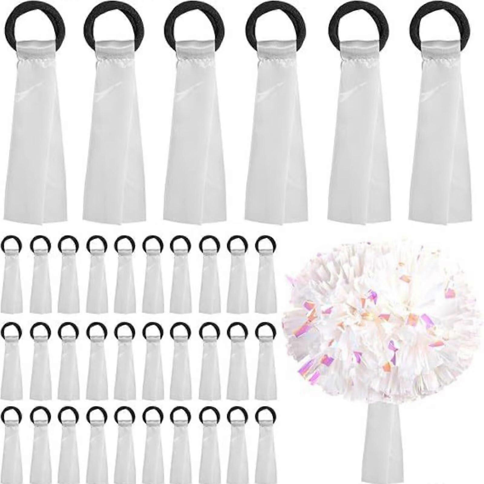 48Pcs Cheerleader Pom Poms Name Tags, Cheerleading Tags for Backpack Keycha