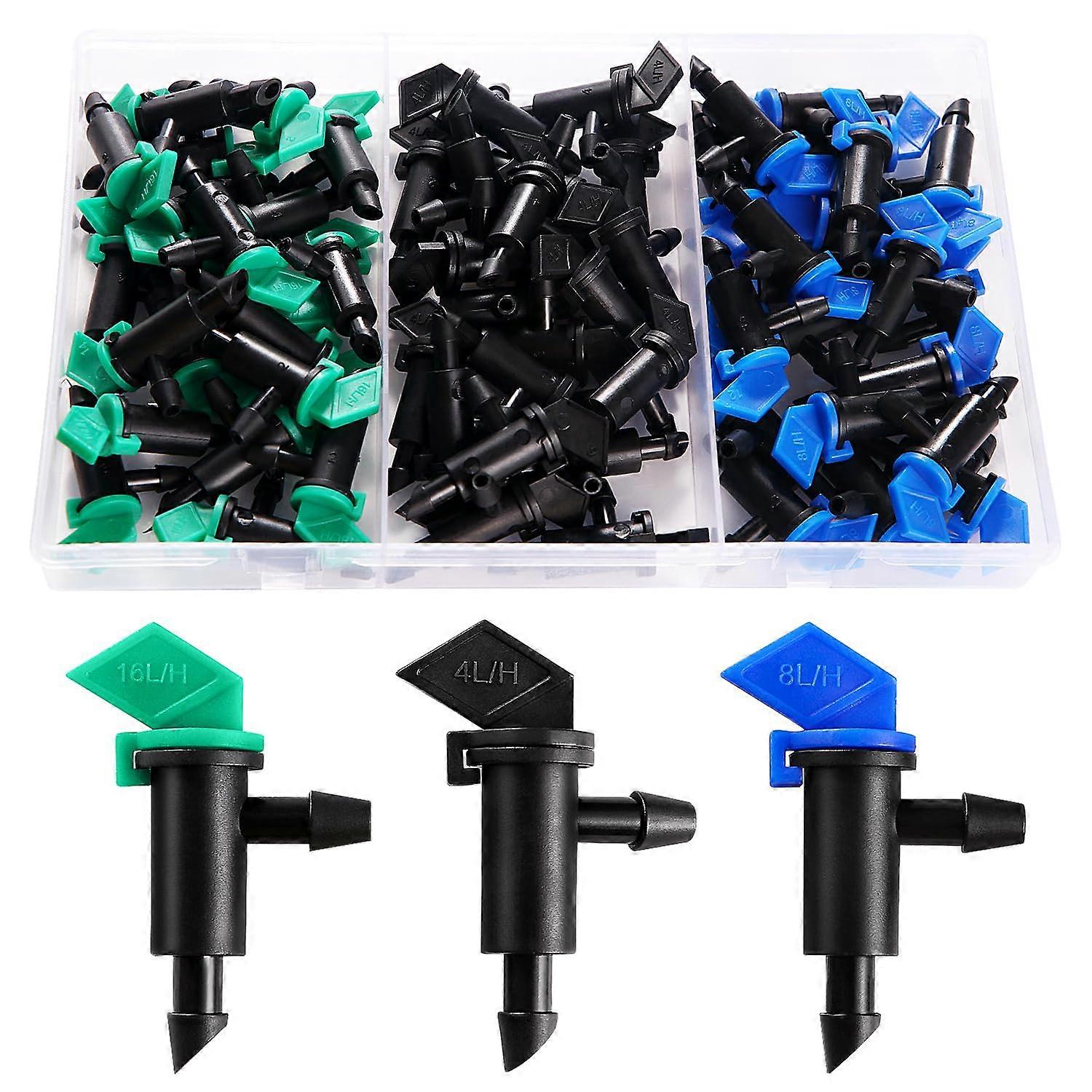 60 Pieces 1 GPH 2 GPH 4 GPH Irrigation Dripper Emitter for Garden, Trees and Shrubs
