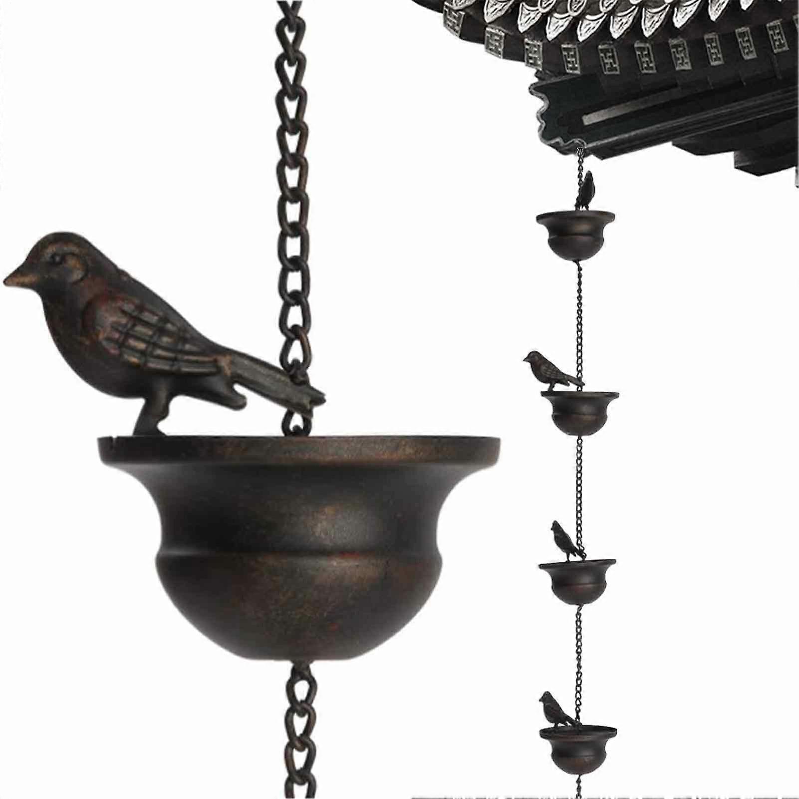 Rain cha for gutters, rain chain with basin and downpipe 7.8foot with hanger and 8 birds