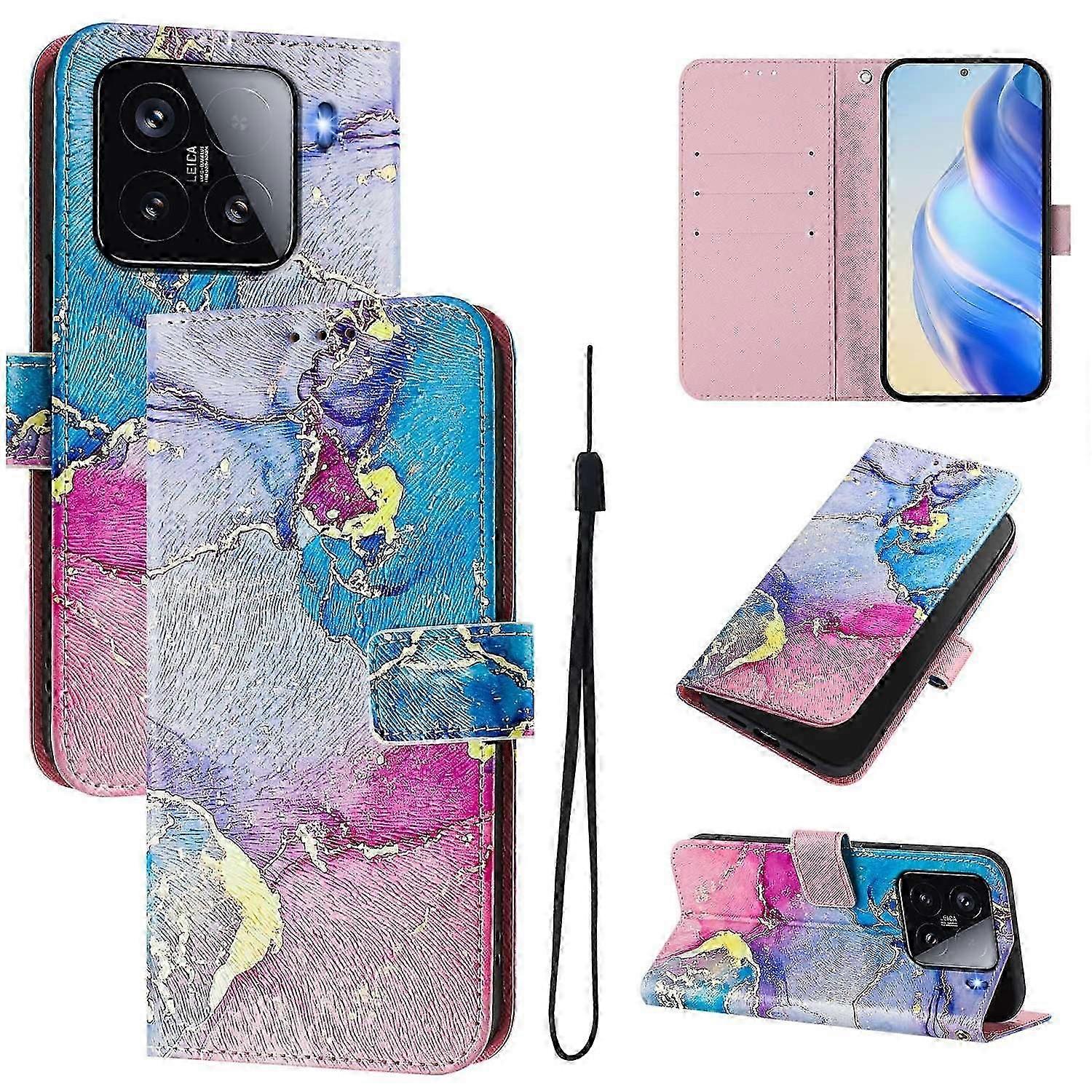 For Xiaomi 15 Case Pattern Printing Wallet Phone Cover With Strap - Graffiti