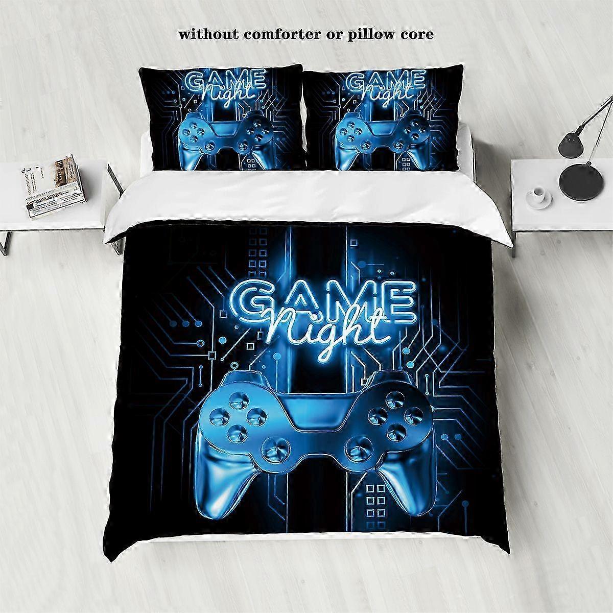 3-Piece Soft Bedding Duvet Cover Set with Game Controller Pattern (Includes Duvet Cover and Pillowcases, Core Not Included) for Certain Bran