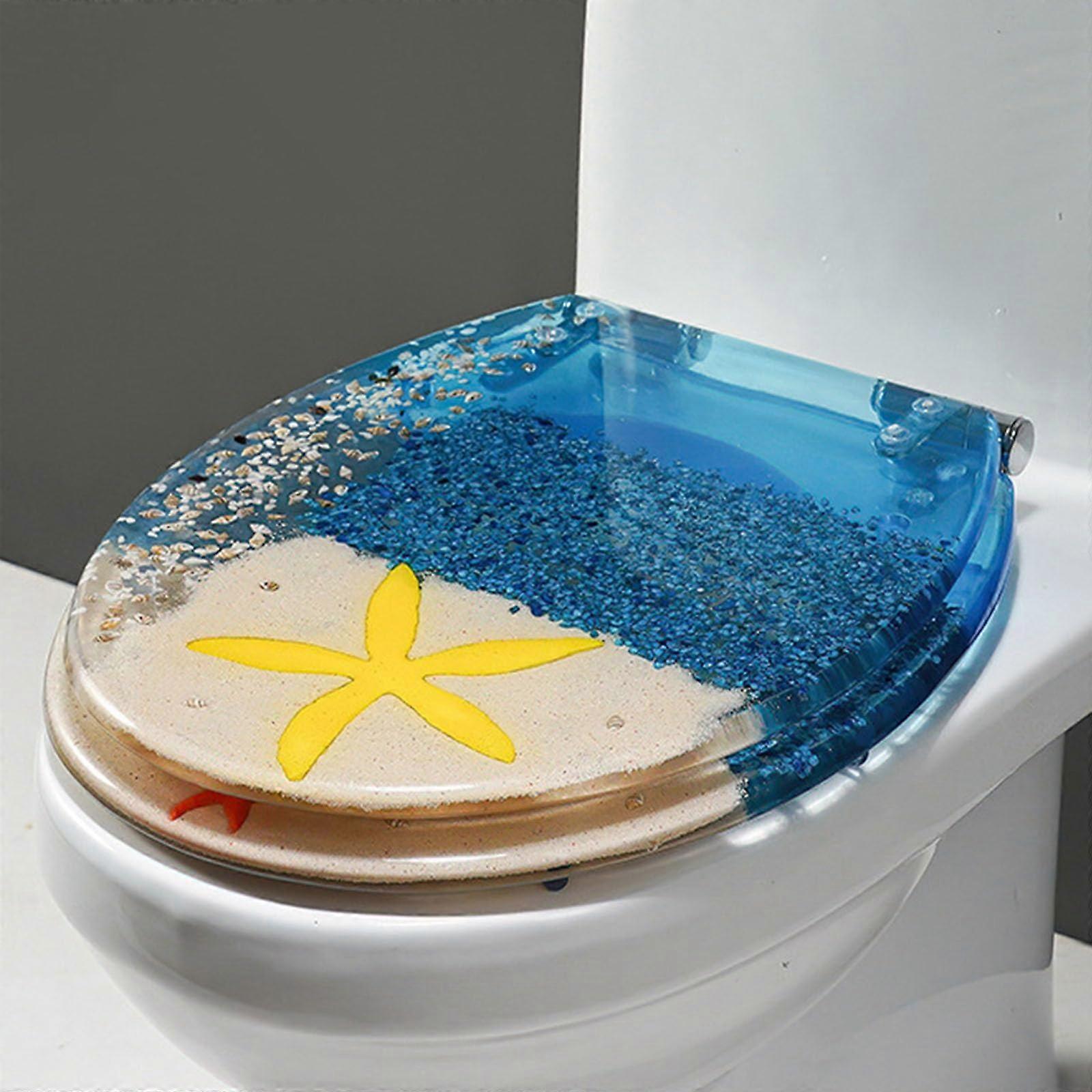 D, Ocean Series WCSitz made of resin with 3D effects, toilet seat MTI automatic lowering, stainless steel hinges, easy tall, round