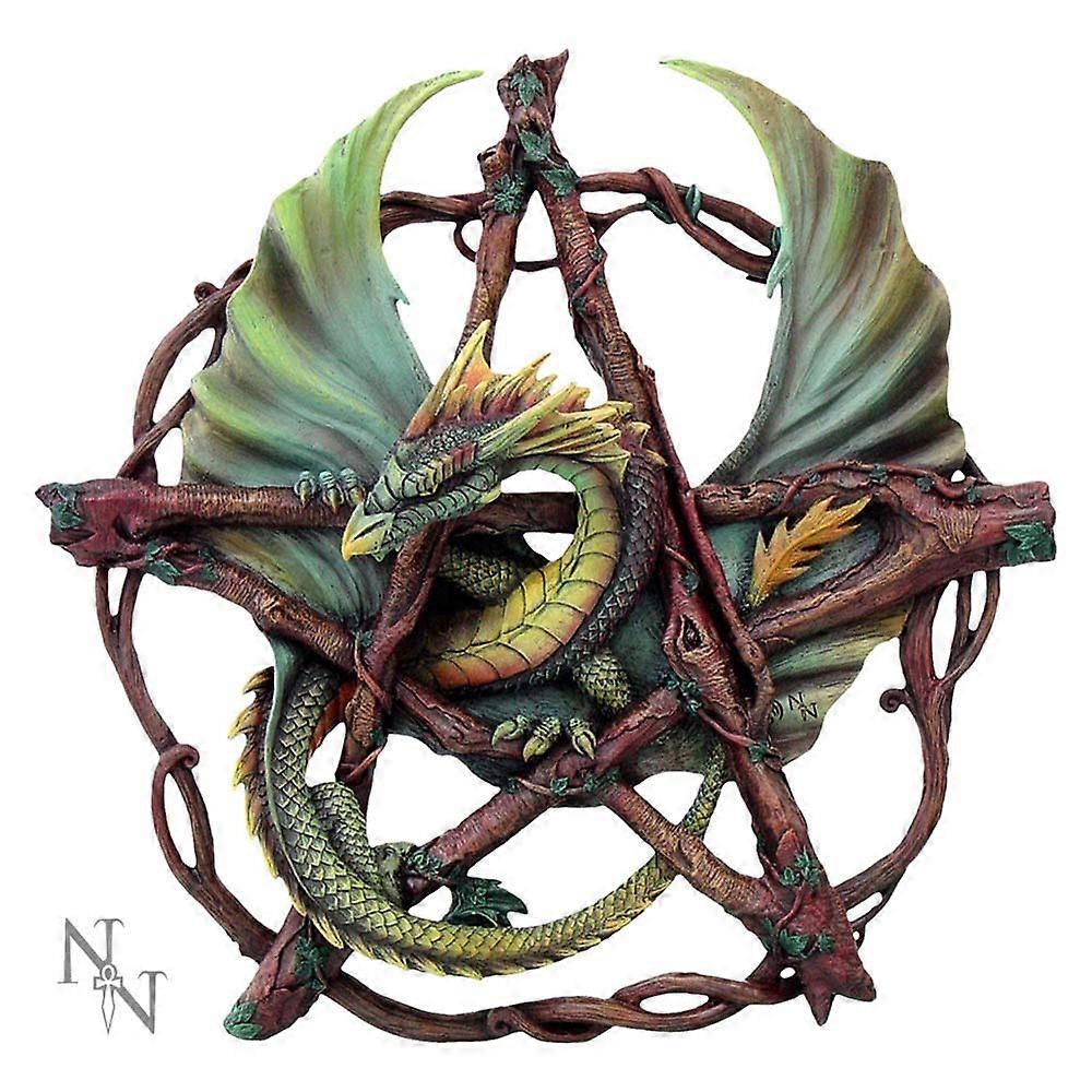 Anne Stokes Green Forest Pentagram Dragon Wall Plaque