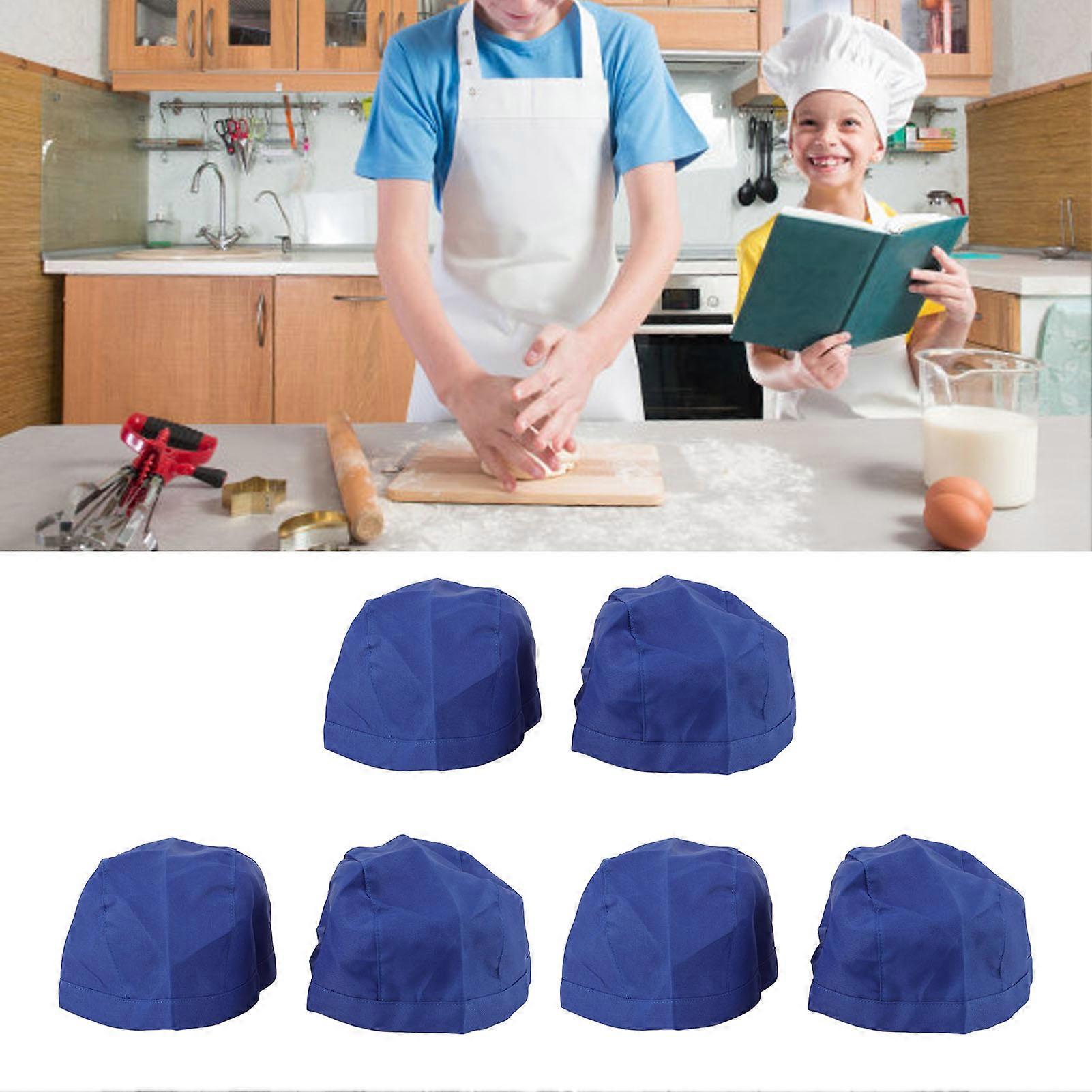 6 τεμ καπέλο κρανίου κουζίνας Royal Blue βαμβάκι αναπνεύσιμο άνετο ρυθμιζόμενο μαγείρεμα κρανίο καπάκι 