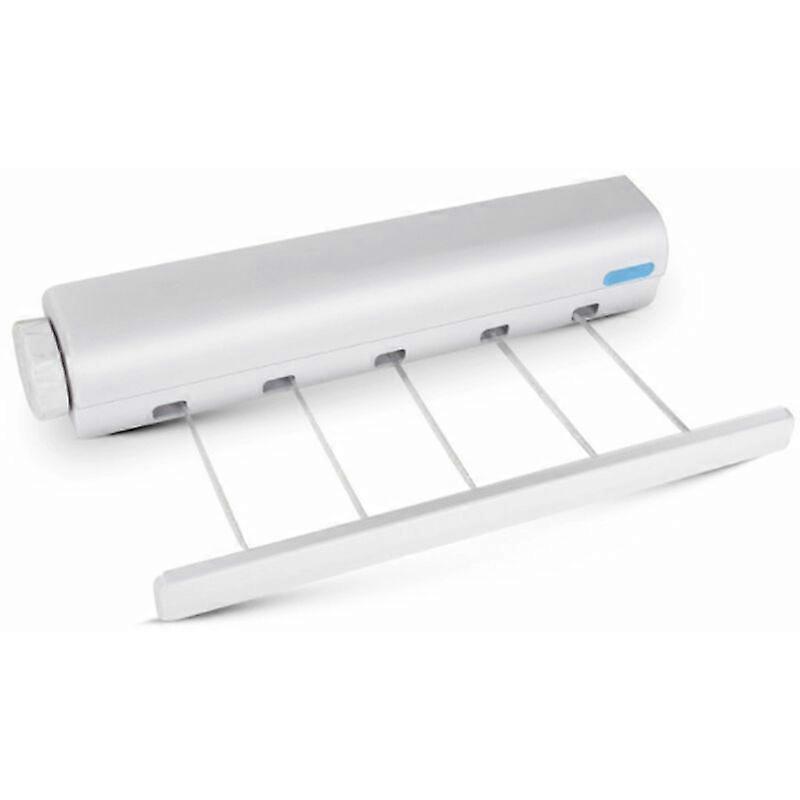 Wall drying rack - 3.75m drying length - white - plastic - with five ropes - can be hung