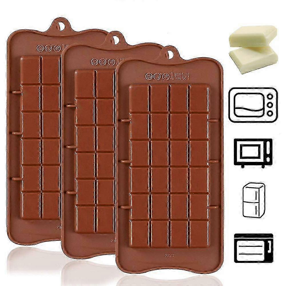 Set of 3 Silicone Cy Molds for Chocolate Waffles, 24 Grids, BPA Free, Reusable Dishwasher Safe Molds Suitable for Various Brs