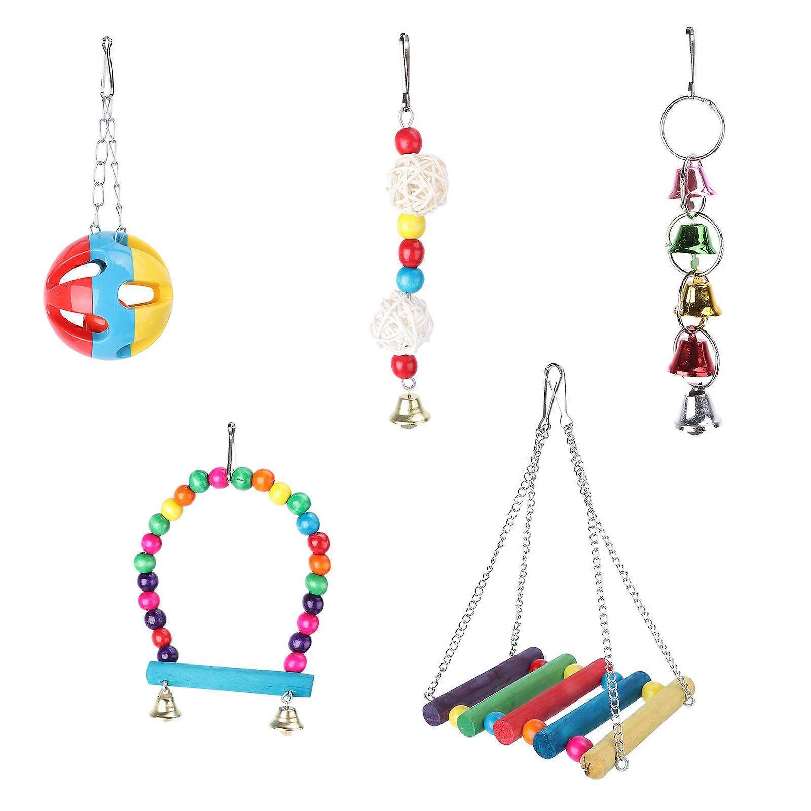 Parrot Hanging Swing Multi-Colored Parrot Toy Daily Use 5Pcs