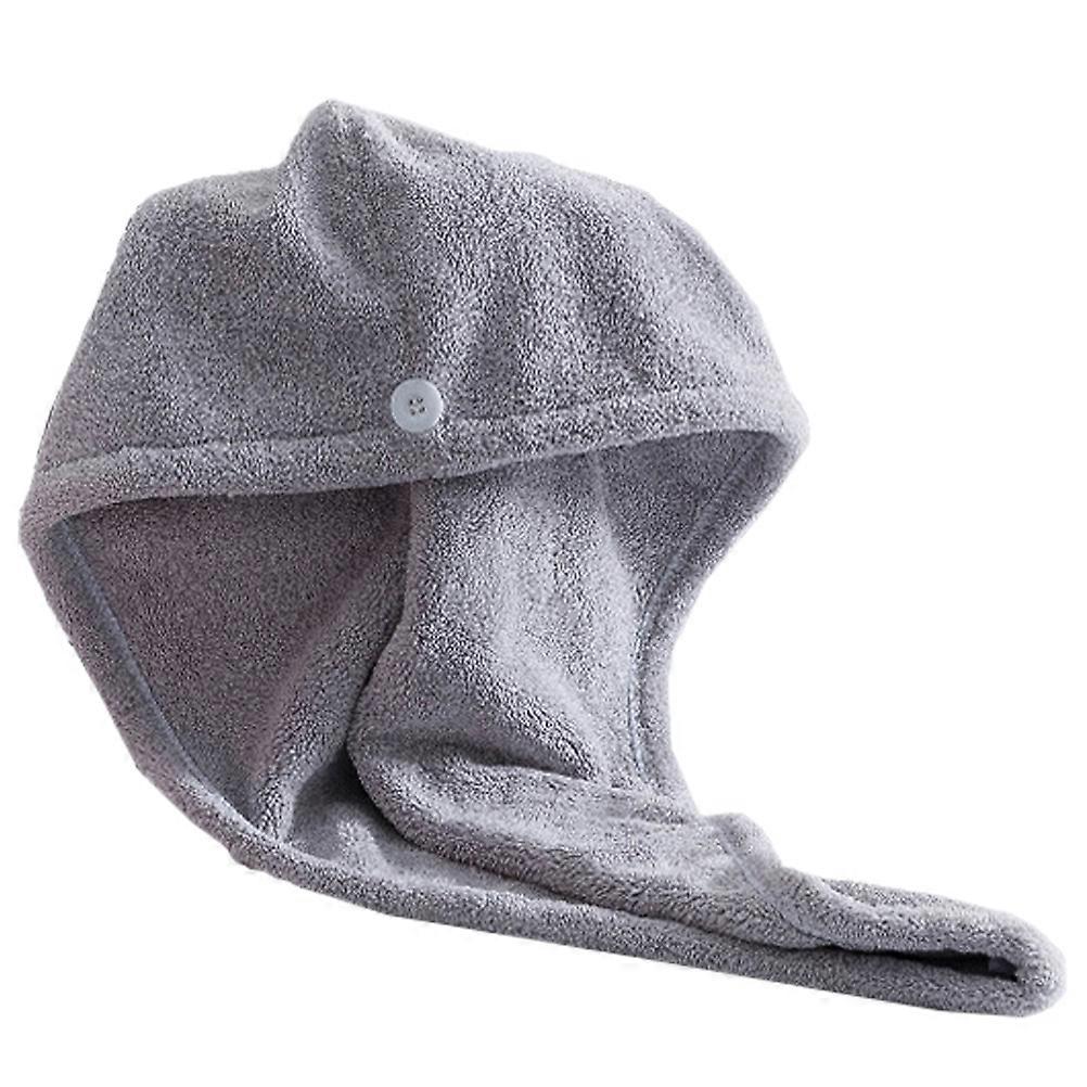 Absorbent Cap Grey for Hair Drying with Quick Moisture Absorption and Button Wrap