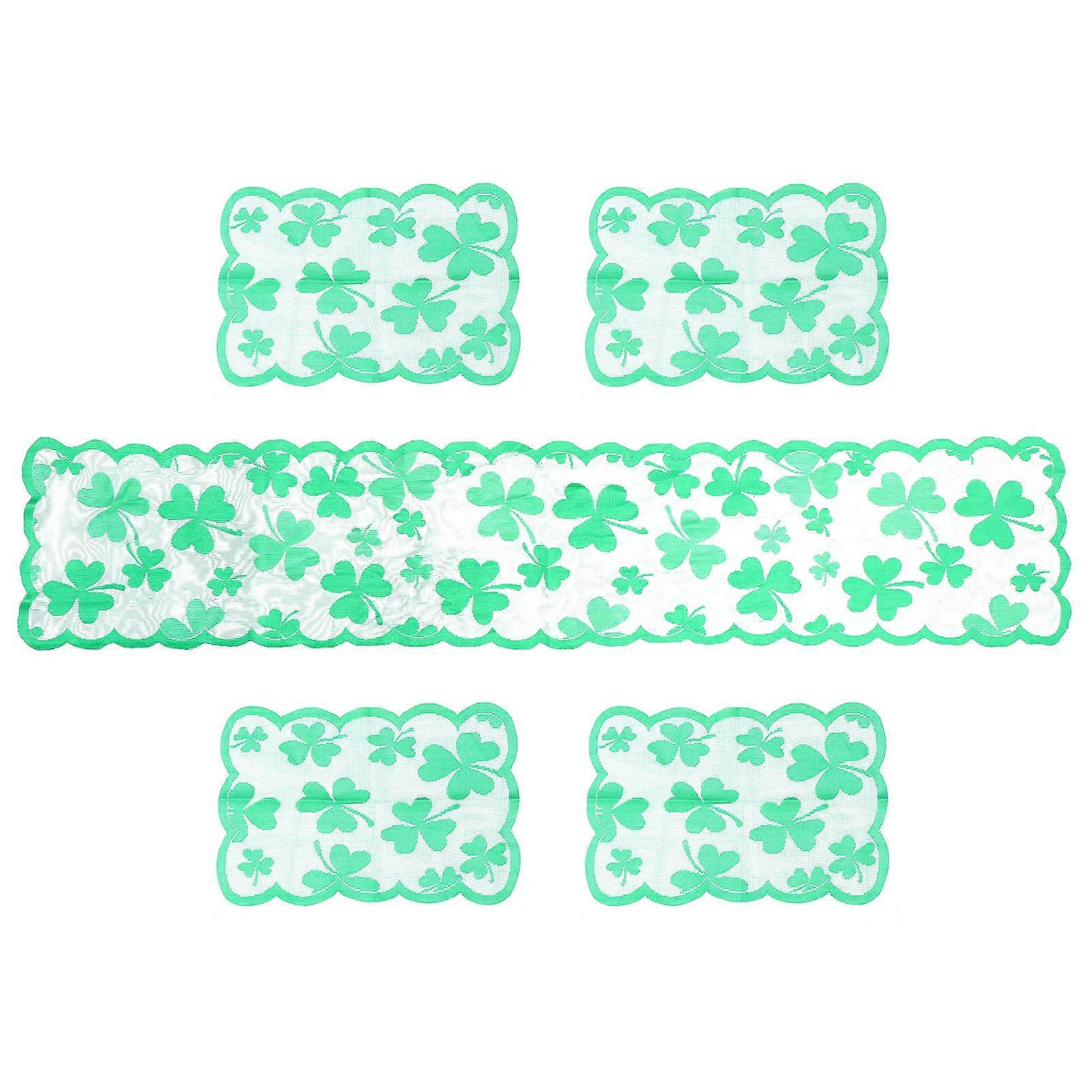 Patricks Day Placemats Festival Table Decorations Rectangular Shamrock Shaped 33x183cm 1 Set