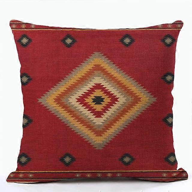 1 x Bohemian Pattern Linen Cushion Case Multicoloured Abstract Ethnic Geometry Print Decorative Cushion Cover Living Room Sofa Cushion Ref: 5605