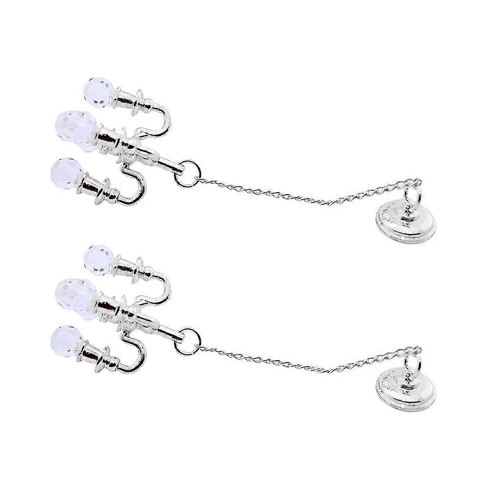 Mini Chandelier Pendant for Decoration Use Silver Alloy Material 2 Pieces Small Size