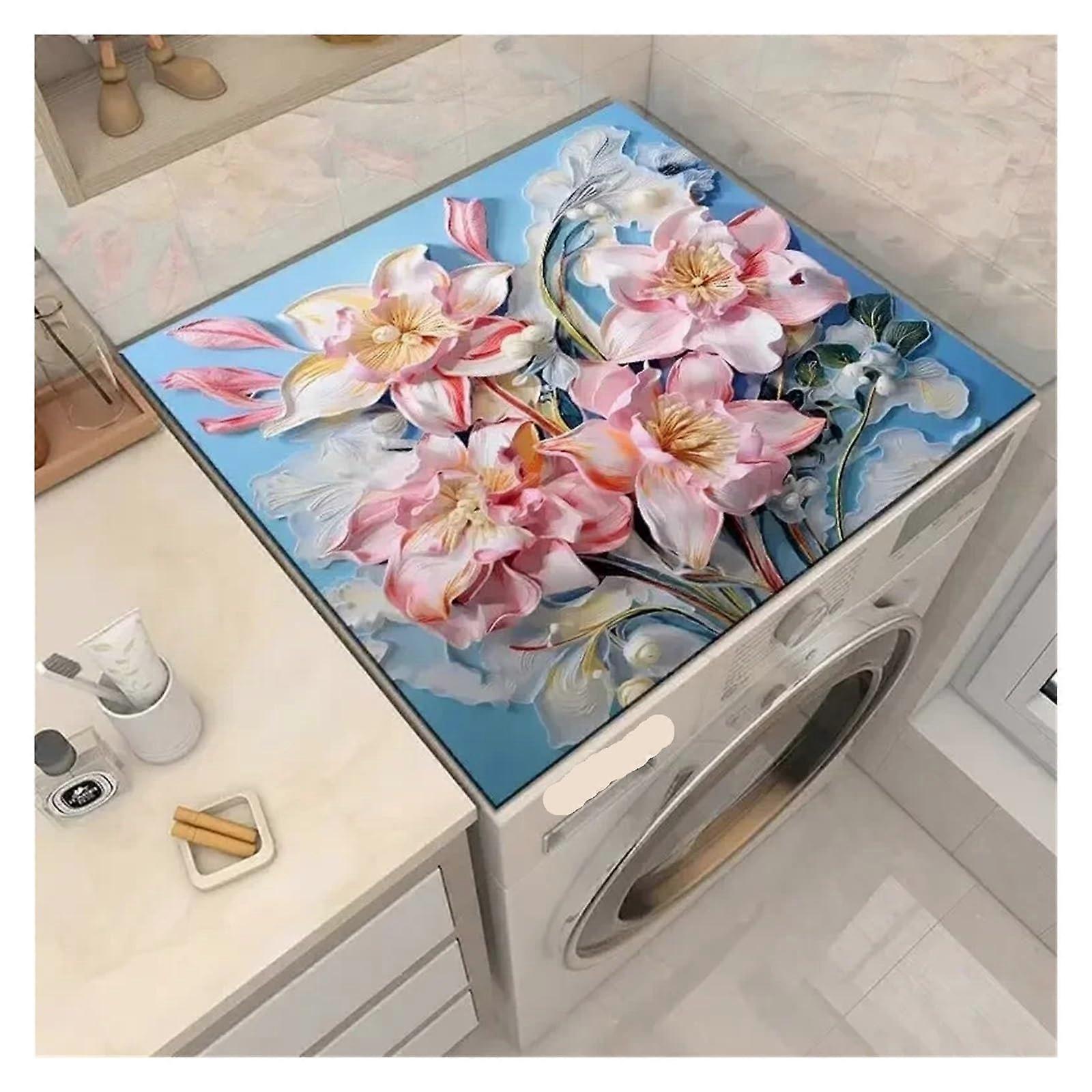 Washing Machine Cover Dust-Proof Floral Design 40x60cm Multi-Function Bedside Cupboard Protector Style 1
