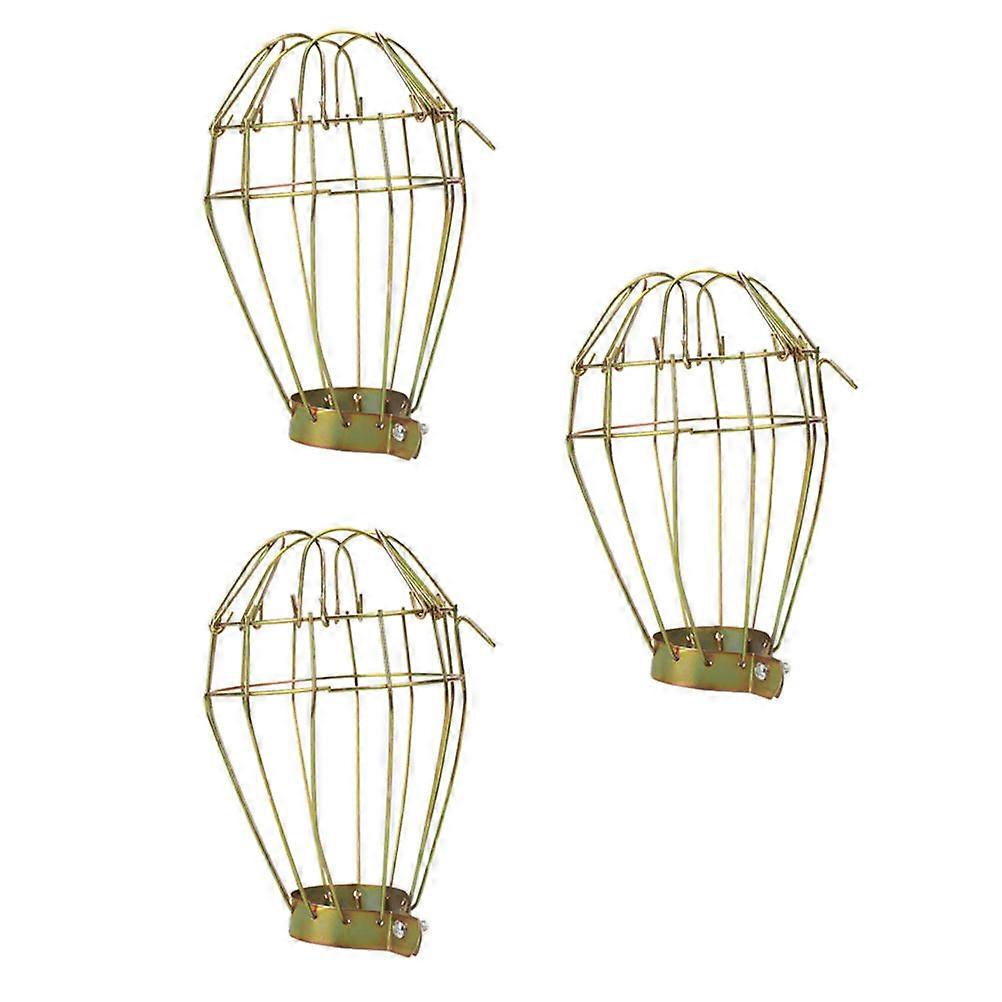 Pet Owners Heating Lamp Protector Iron Mesh Net Cage Lampshade Shell 14X10CM Golden For Night Lamp 3Pcs