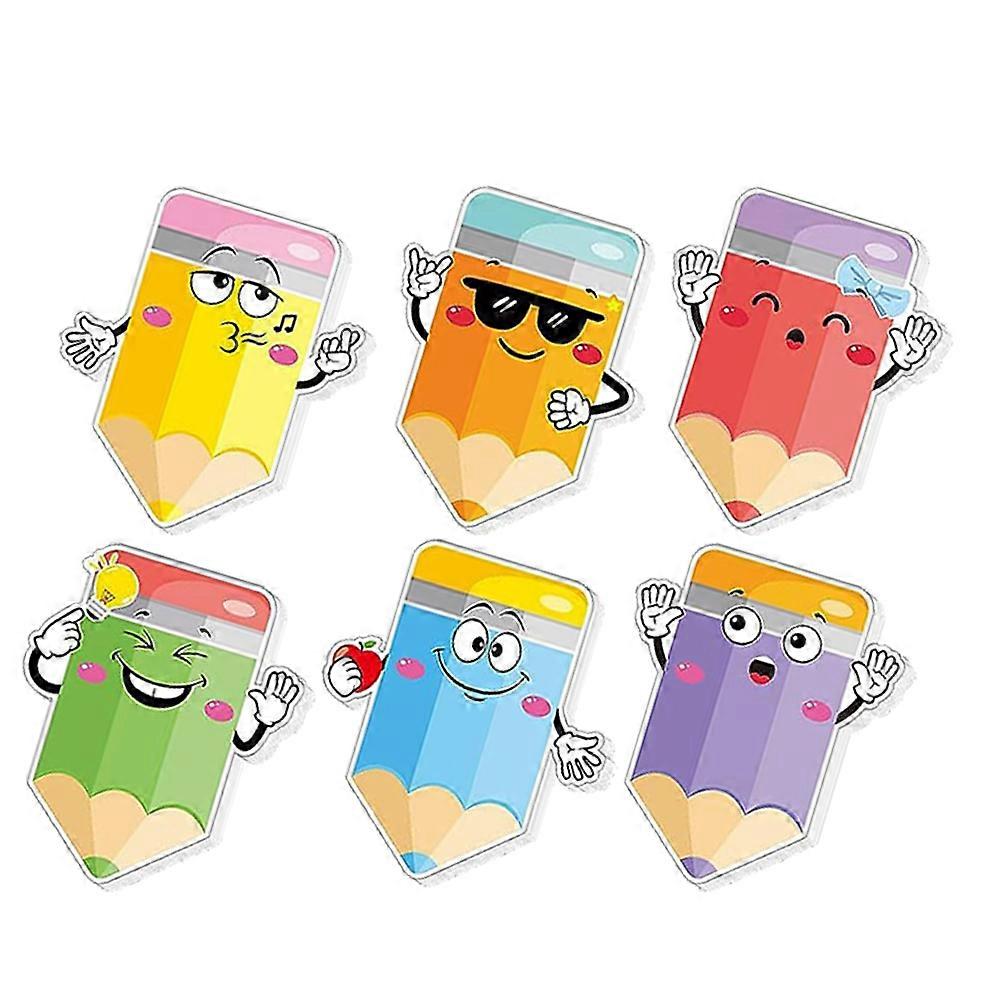 Self Stick Memo Pads Cartoon Design Pencil Shape Reminding Note Paper Assorted Color 10.00X8.80X0.10cm 6Set