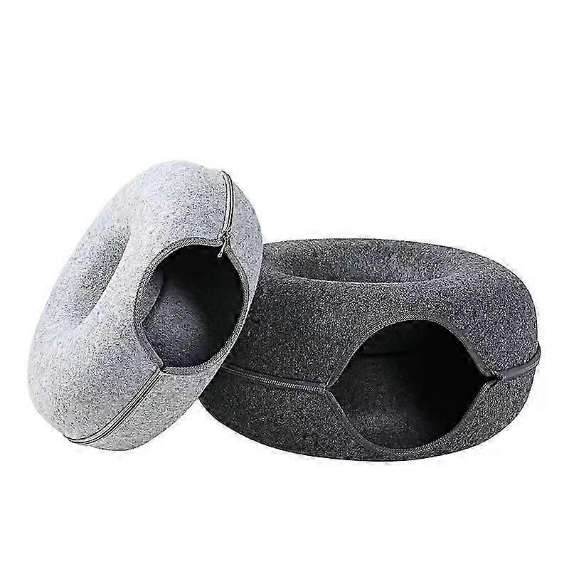 Cat Tunnel Bed Cave Toy Interactive Plush Condo Kennel Nest Cat Bed Donut Tube