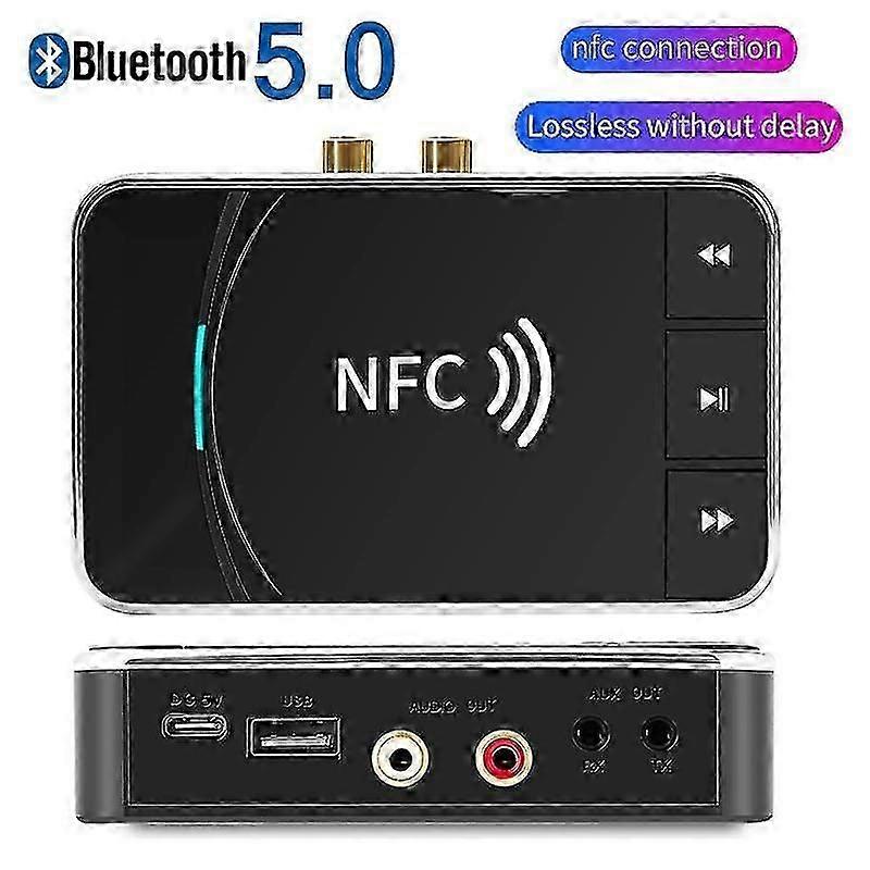 Nfc 5.0 Bluetooth Receiver A2dp Aux 3.5mm Rca Jack Usb Smart Playback Stereo Audio Wireless Adapter For Car Kit Speaker