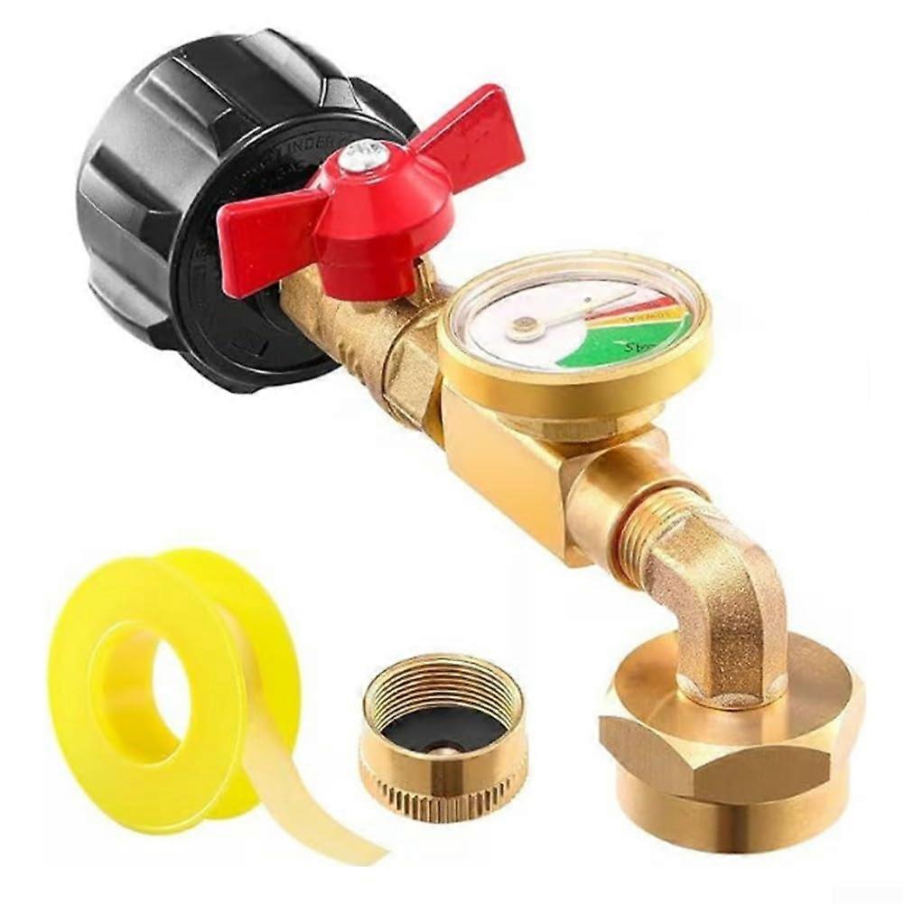 Propane Refill Elbow Adapter with Light Indicator for Refilling of Small Bottles
