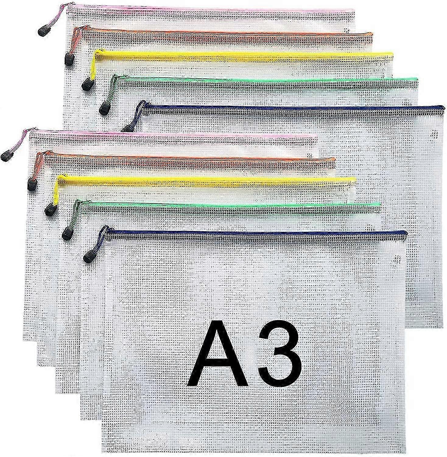 A3 Document Folder File Zipper Bags Plastic Wallets Folder (a3-10pcs)