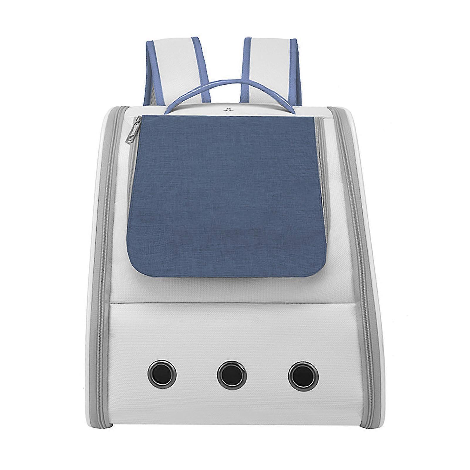 Cat Carrying Backpack Breathable Large Window Portable Pet Travel Carrier Bag with Handle for Puppy Blue