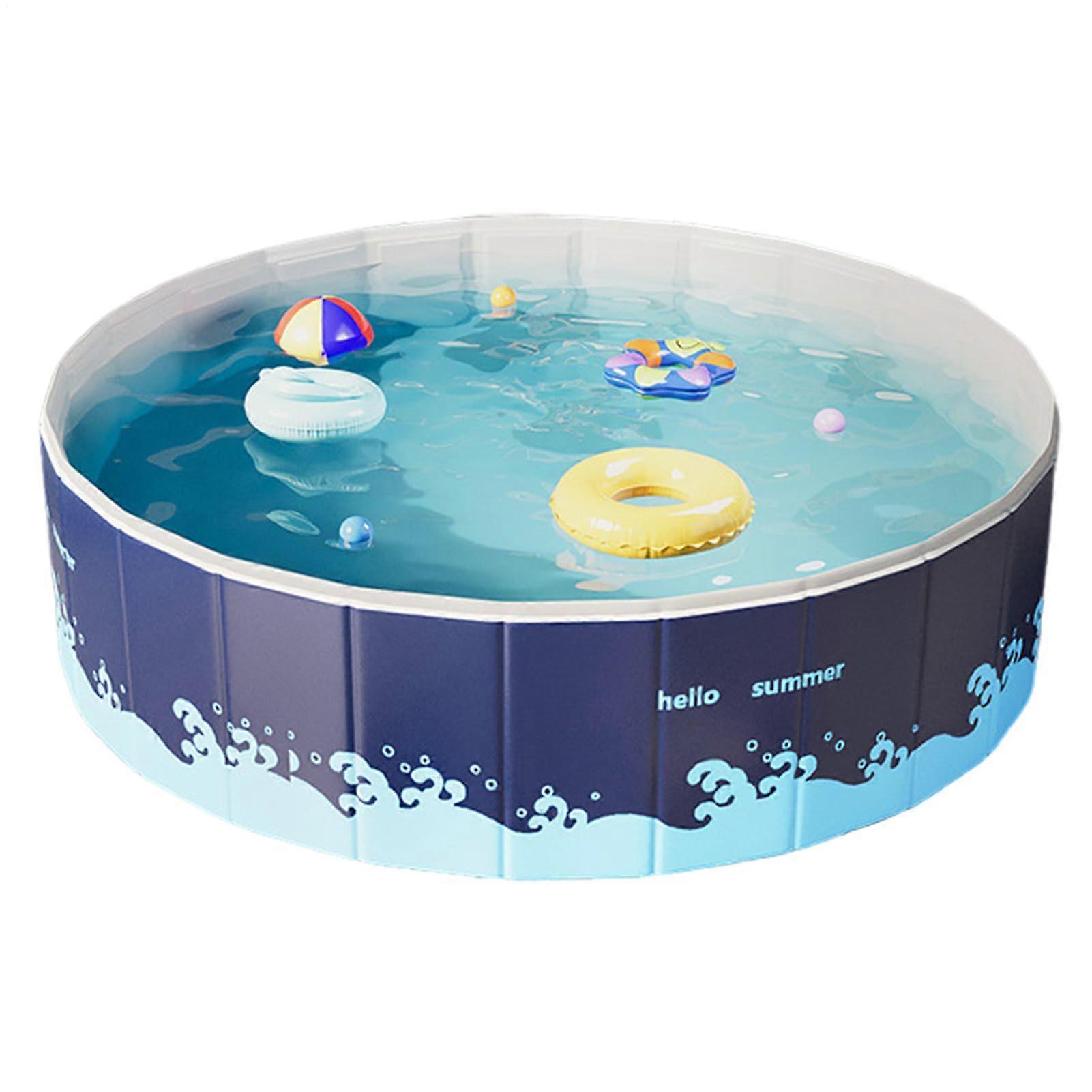 Foldable Dog Pool, 150x48cm NonSlip Nylon Pool for Pets and Kids Blue